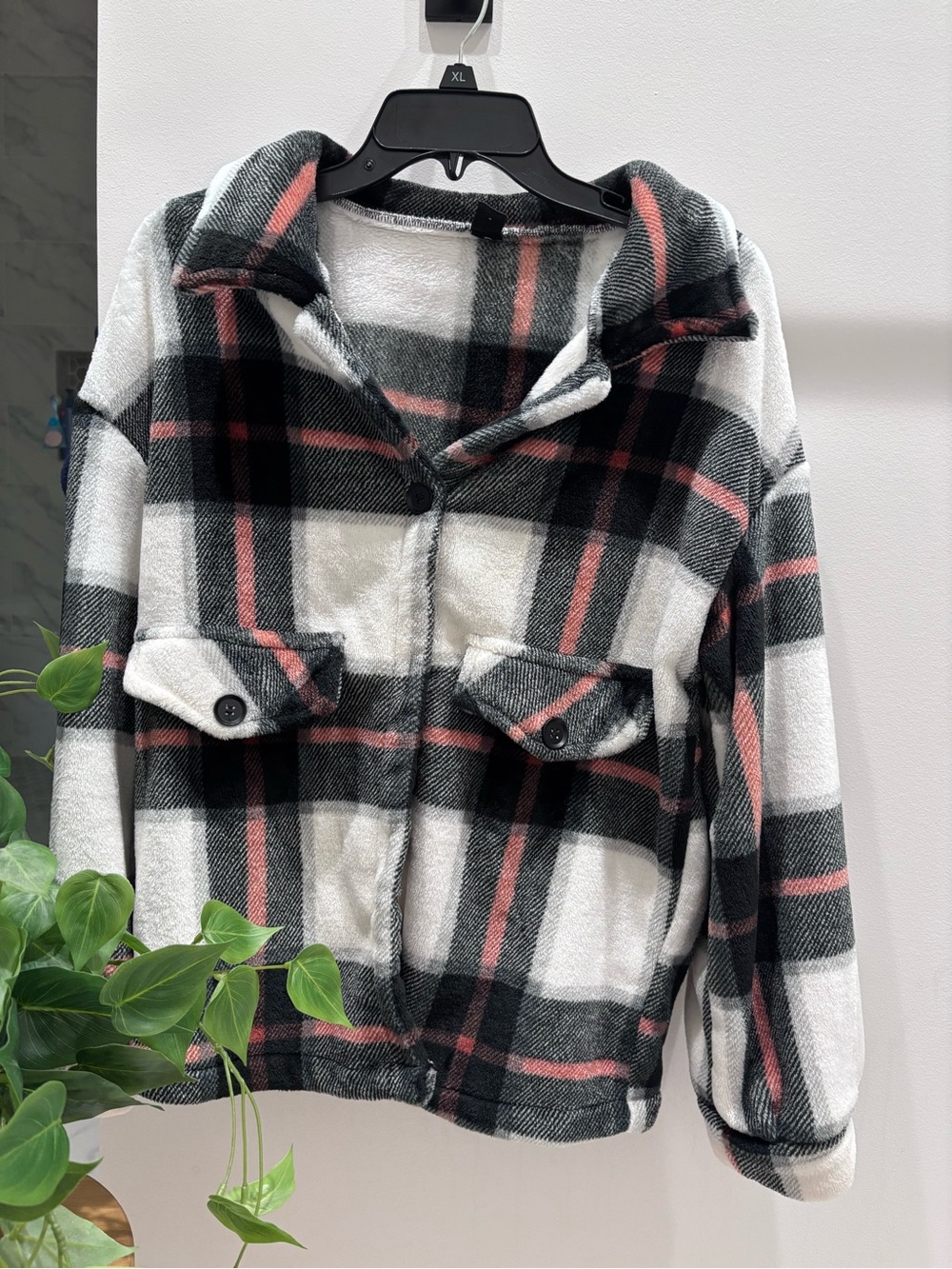 SHEIN Black, White & Pink Fuzzy Jacket